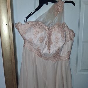 Plus Size 18 Beautiful Embellished Rose and Cream Asymmetrical Gown